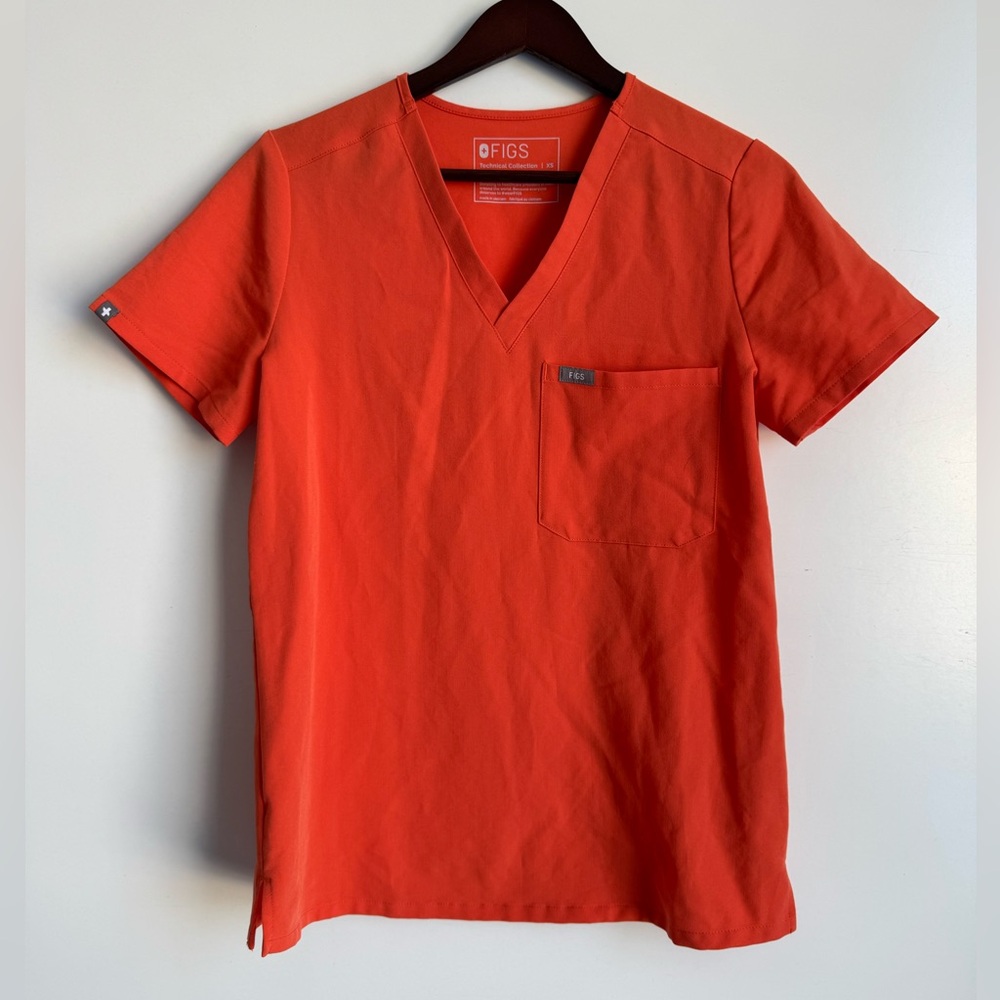 Figs Catarina One-Pocket Scrub‎ Top Orange XS Medical Hospital Dental FW1000